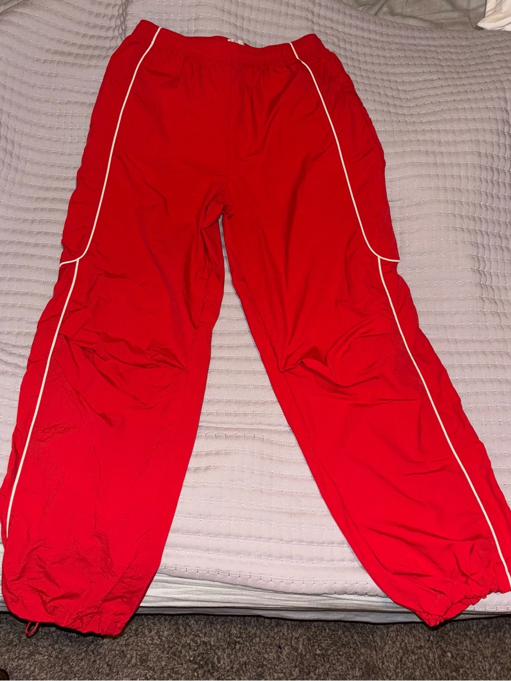 BDG Red Jogger Track Pants with White Piping